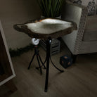Natural Brazilian Agate Side Table on a black metal base, 22" Tall 1306 - 0046 - Brazil GemsBrazil GemsNatural Brazilian Agate Side Table on a black metal base, 22" Tall 1306 - 0046Tables: Side1306 - 0046