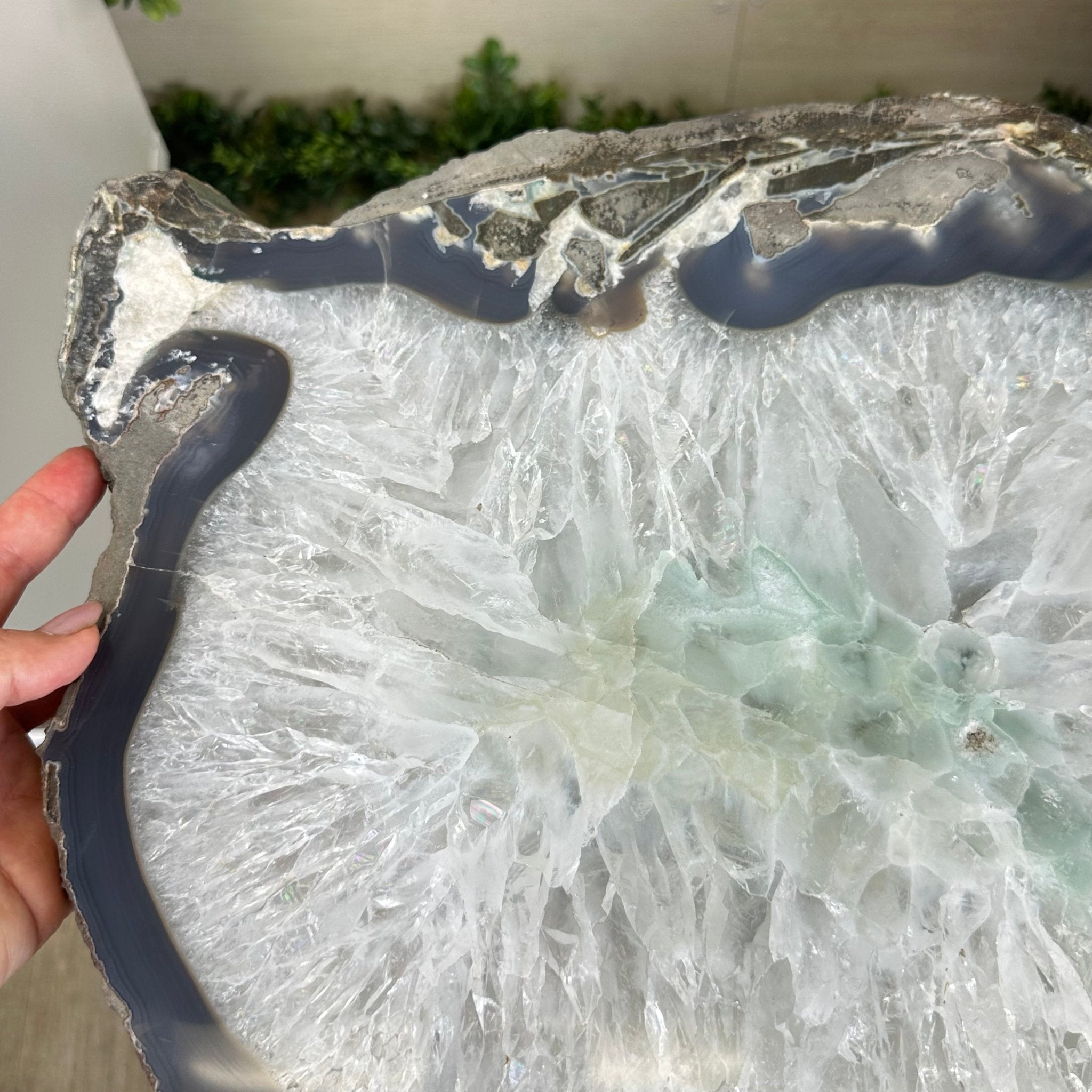Natural Brazilian Agate Side Table on a black metal base, 22" Tall 1306 - 0046 - Brazil GemsBrazil GemsNatural Brazilian Agate Side Table on a black metal base, 22" Tall 1306 - 0046Tables: Side1306 - 0046
