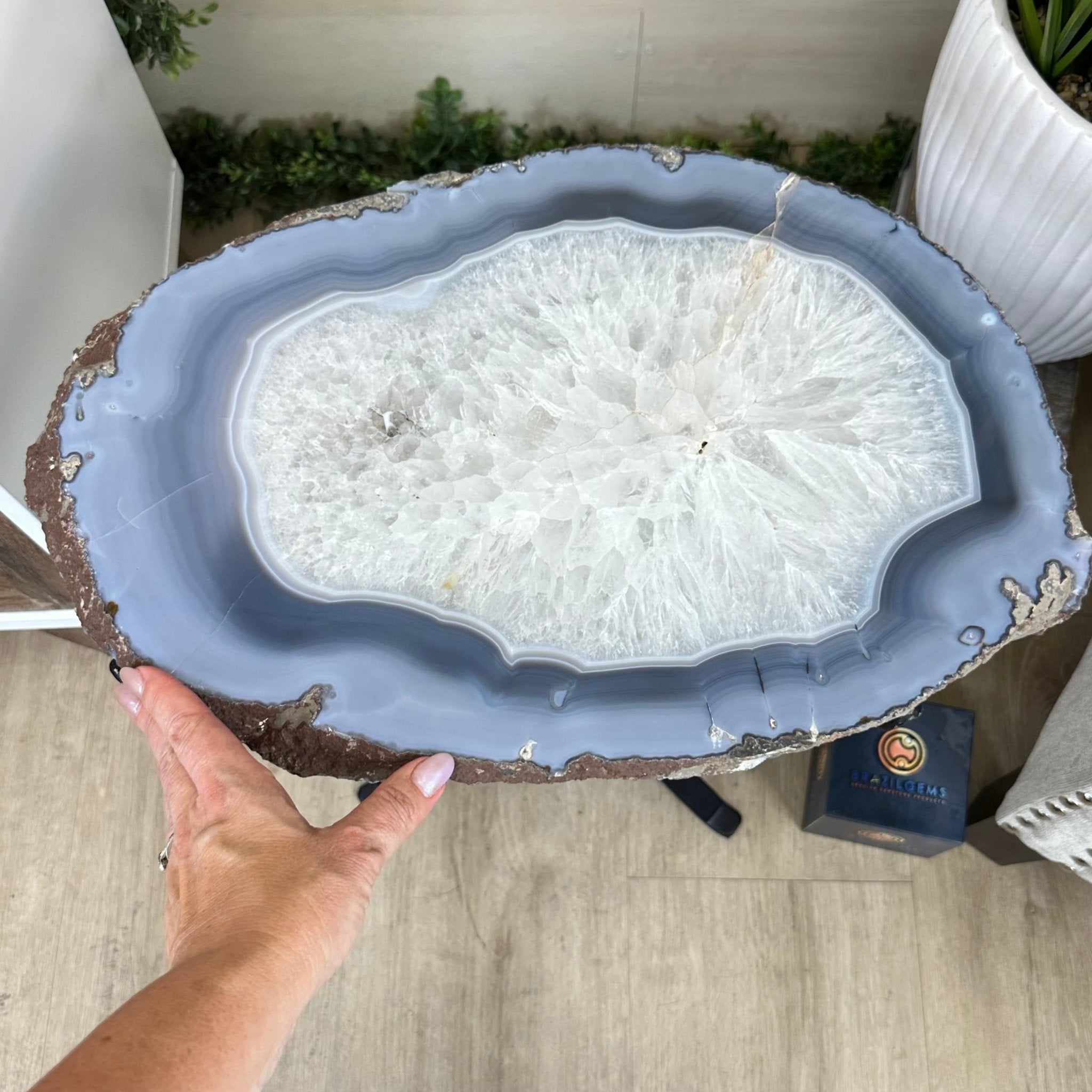 Natural Brazilian Agate Side Table on a black metal base, 22" Tall 1306 - 0048 - Brazil GemsBrazil GemsNatural Brazilian Agate Side Table on a black metal base, 22" Tall 1306 - 0048Tables: Side1306 - 0048