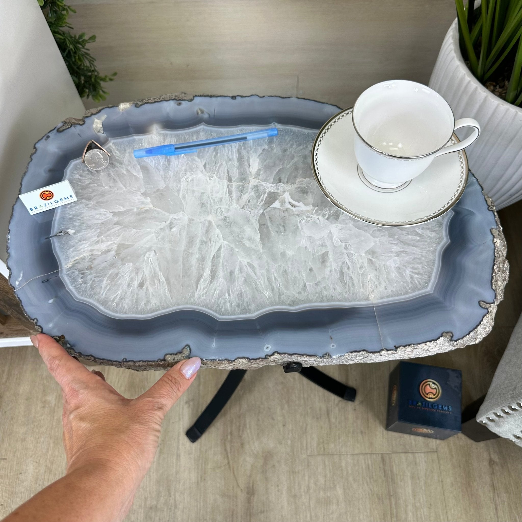 Natural Brazilian Agate Side Table on a black metal base, 22" Tall 1306 - 0049 - Brazil GemsBrazil GemsNatural Brazilian Agate Side Table on a black metal base, 22" Tall 1306 - 0049Tables: Side1306 - 0049