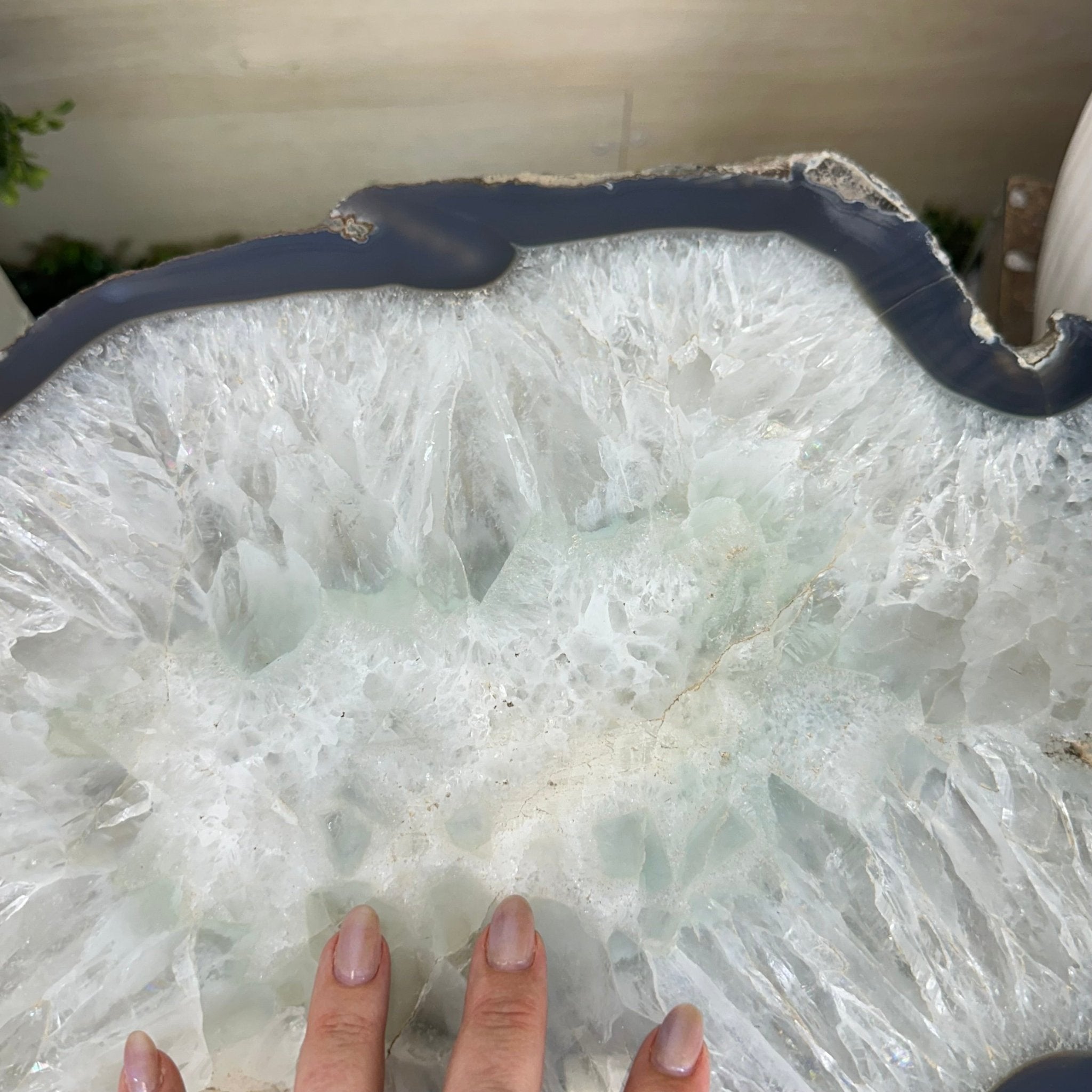 Natural Brazilian Agate Side Table on a black metal base, 22" Tall 1306 - 0050 - Brazil GemsBrazil GemsNatural Brazilian Agate Side Table on a black metal base, 22" Tall 1306 - 0050Tables: Side1306 - 0050