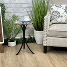 Natural Brazilian Agate Side Table on a black metal base, 22.25" tall #1305-0159 by Brazil Gems - Brazil GemsBrazil GemsNatural Brazilian Agate Side Table on a black metal base, 22.25" tall #1305-0159 by Brazil GemsTables: Side1305-0159