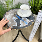 Natural Brazilian Agate Side Table on a black metal base, 22.25" tall #1305-0159 by Brazil Gems - Brazil GemsBrazil GemsNatural Brazilian Agate Side Table on a black metal base, 22.25" tall #1305-0159 by Brazil GemsTables: Side1305-0159