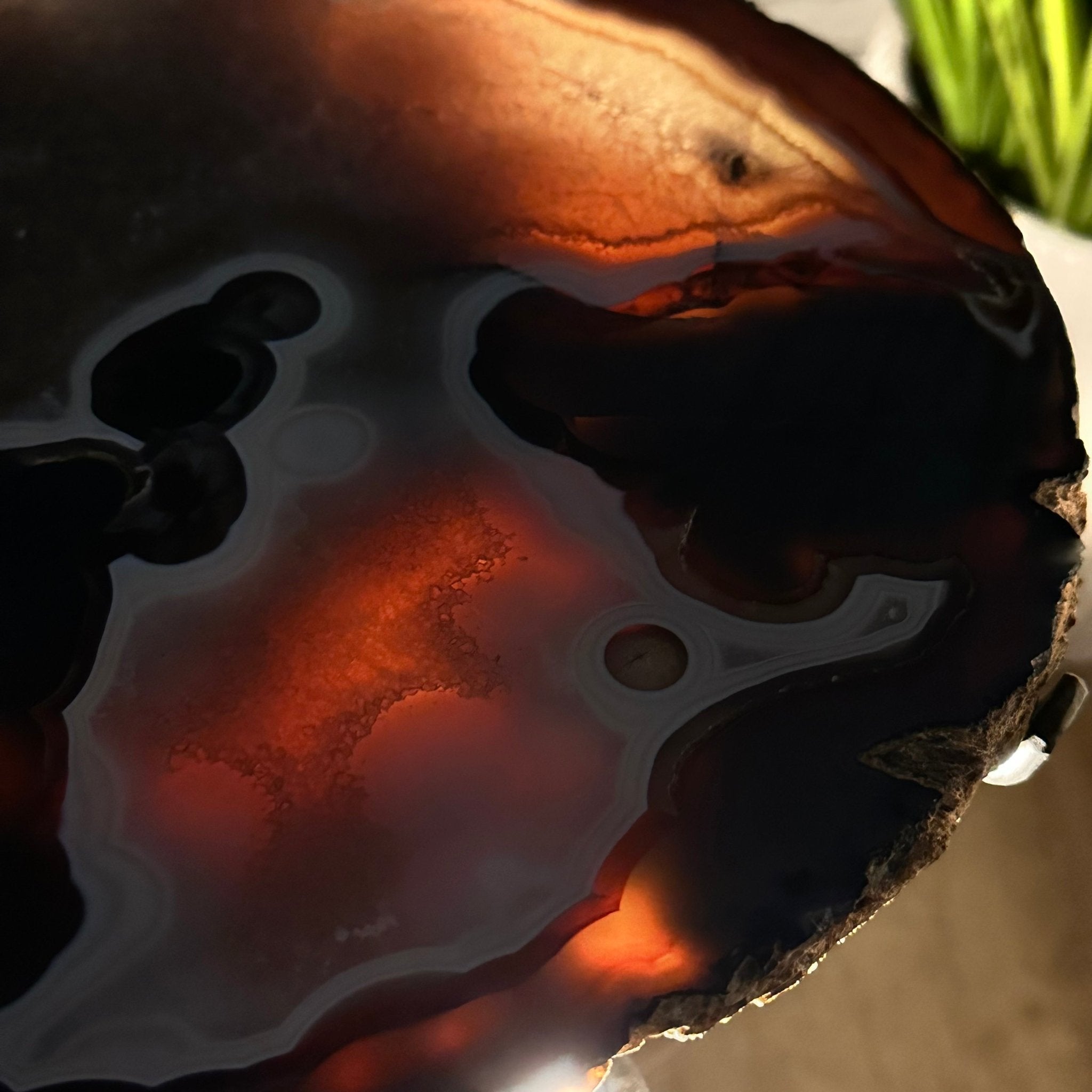Natural Brazilian Agate Side Table on a black metal base, 22.25" tall #1305-0159 by Brazil Gems - Brazil GemsBrazil GemsNatural Brazilian Agate Side Table on a black metal base, 22.25" tall #1305-0159 by Brazil GemsTables: Side1305-0159