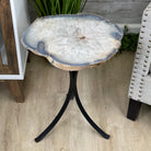 Natural Brazilian Agate Side Table, single slice on a black metal base, 21.75" tall #1305-0143 by Brazil Gems - Brazil GemsBrazil GemsNatural Brazilian Agate Side Table, single slice on a black metal base, 21.75" tall #1305-0143 by Brazil GemsTables: Side1305-0143