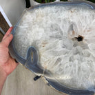 Natural Brazilian Agate Side Table, single slice on a black metal base, 21.75" tall #1305-0143 by Brazil Gems - Brazil GemsBrazil GemsNatural Brazilian Agate Side Table, single slice on a black metal base, 21.75" tall #1305-0143 by Brazil GemsTables: Side1305-0143