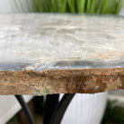 Natural Brazilian Agate Side Table, single slice on a black metal base, 21.75" tall #1305-0143 by Brazil Gems - Brazil GemsBrazil GemsNatural Brazilian Agate Side Table, single slice on a black metal base, 21.75" tall #1305-0143 by Brazil GemsTables: Side1305-0143