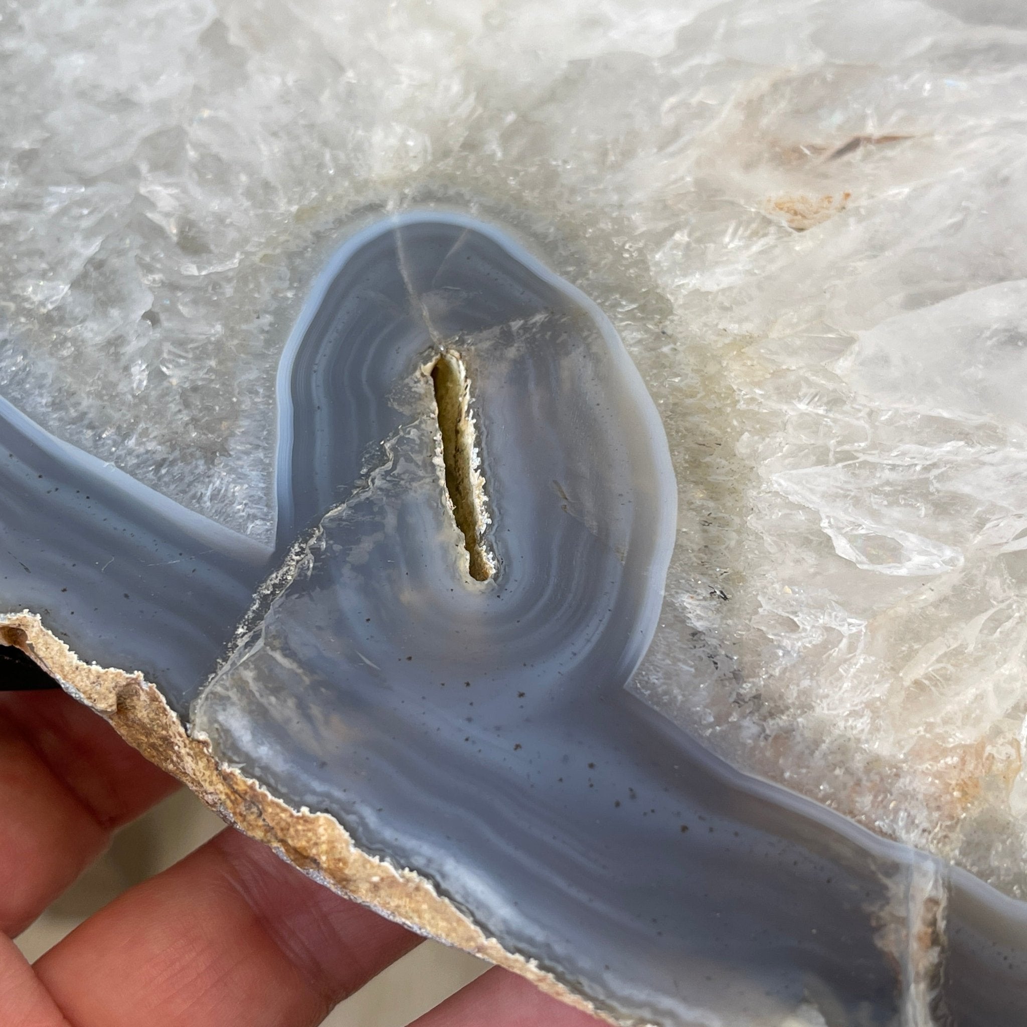 Natural Brazilian Agate Side Table, single slice on a black metal base, 21.75" tall #1305-0143 by Brazil Gems - Brazil GemsBrazil GemsNatural Brazilian Agate Side Table, single slice on a black metal base, 21.75" tall #1305-0143 by Brazil GemsTables: Side1305-0143