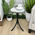 Natural Brazilian Agate Side Table, single slice on a black metal base, 21.75" tall #1305-0149 by Brazil Gems - Brazil GemsBrazil GemsNatural Brazilian Agate Side Table, single slice on a black metal base, 21.75" tall #1305-0149 by Brazil GemsTables: Side1305-0149