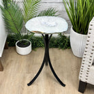 Natural Brazilian Agate Side Table, single slice on a black metal base, 21.75" tall #1305-0149 by Brazil Gems - Brazil GemsBrazil GemsNatural Brazilian Agate Side Table, single slice on a black metal base, 21.75" tall #1305-0149 by Brazil GemsTables: Side1305-0149