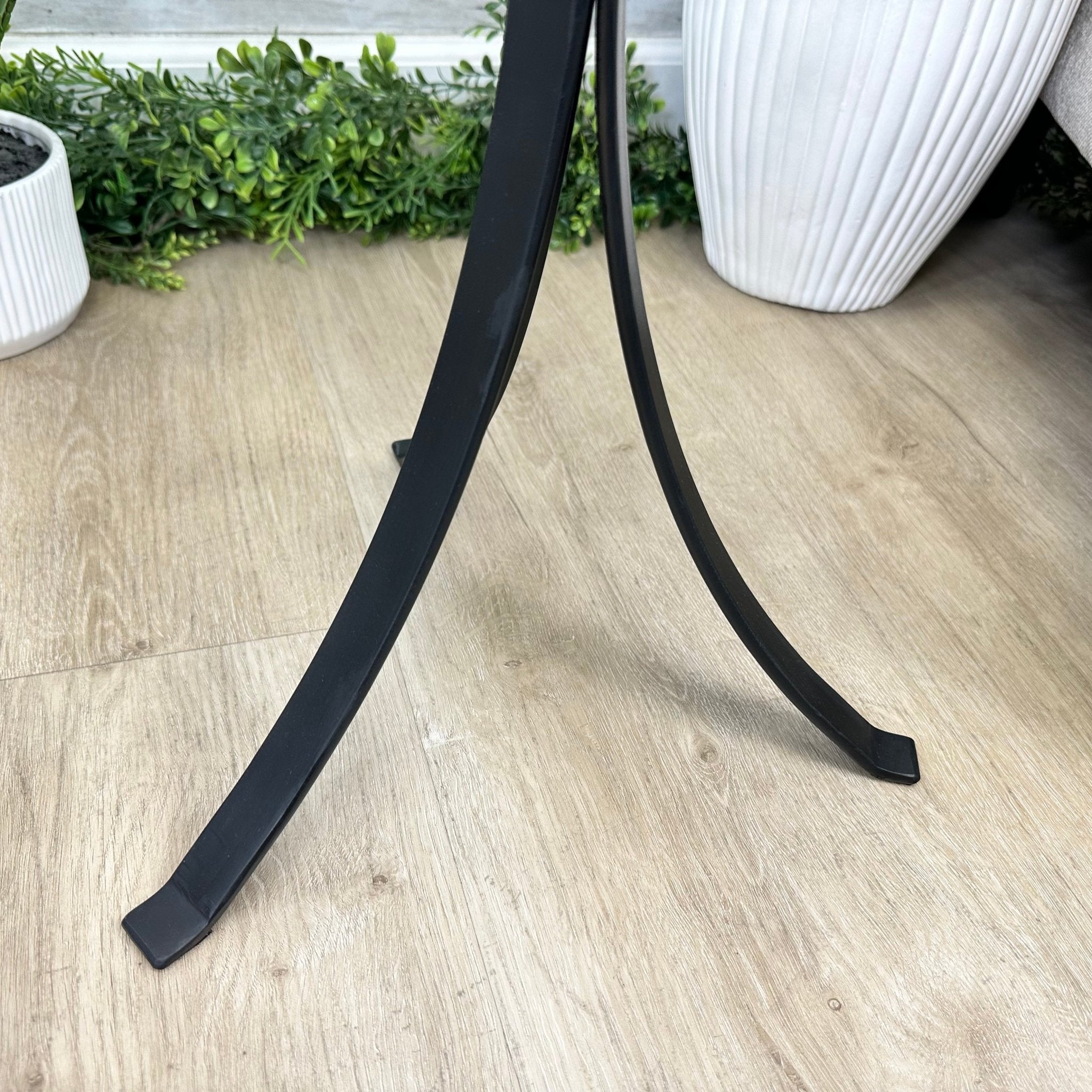 Natural Brazilian Agate Side Table, single slice on a black metal base, 21.75" tall #1305-0149 by Brazil Gems - Brazil GemsBrazil GemsNatural Brazilian Agate Side Table, single slice on a black metal base, 21.75" tall #1305-0149 by Brazil GemsTables: Side1305-0149