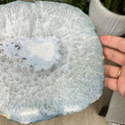 Natural Brazilian Agate Side Table, single slice on a black metal base, 21.75" tall #1305-0149 by Brazil Gems - Brazil GemsBrazil GemsNatural Brazilian Agate Side Table, single slice on a black metal base, 21.75" tall #1305-0149 by Brazil GemsTables: Side1305-0149