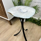 Natural Brazilian Agate Side Table, single slice on a black metal base, 21.75" tall #1305-0149 by Brazil Gems - Brazil GemsBrazil GemsNatural Brazilian Agate Side Table, single slice on a black metal base, 21.75" tall #1305-0149 by Brazil GemsTables: Side1305-0149