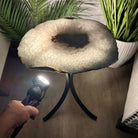 Natural Brazilian Agate Side Table, single slice on a black metal base, 21.75" tall #1305-0149 by Brazil Gems - Brazil GemsBrazil GemsNatural Brazilian Agate Side Table, single slice on a black metal base, 21.75" tall #1305-0149 by Brazil GemsTables: Side1305-0149