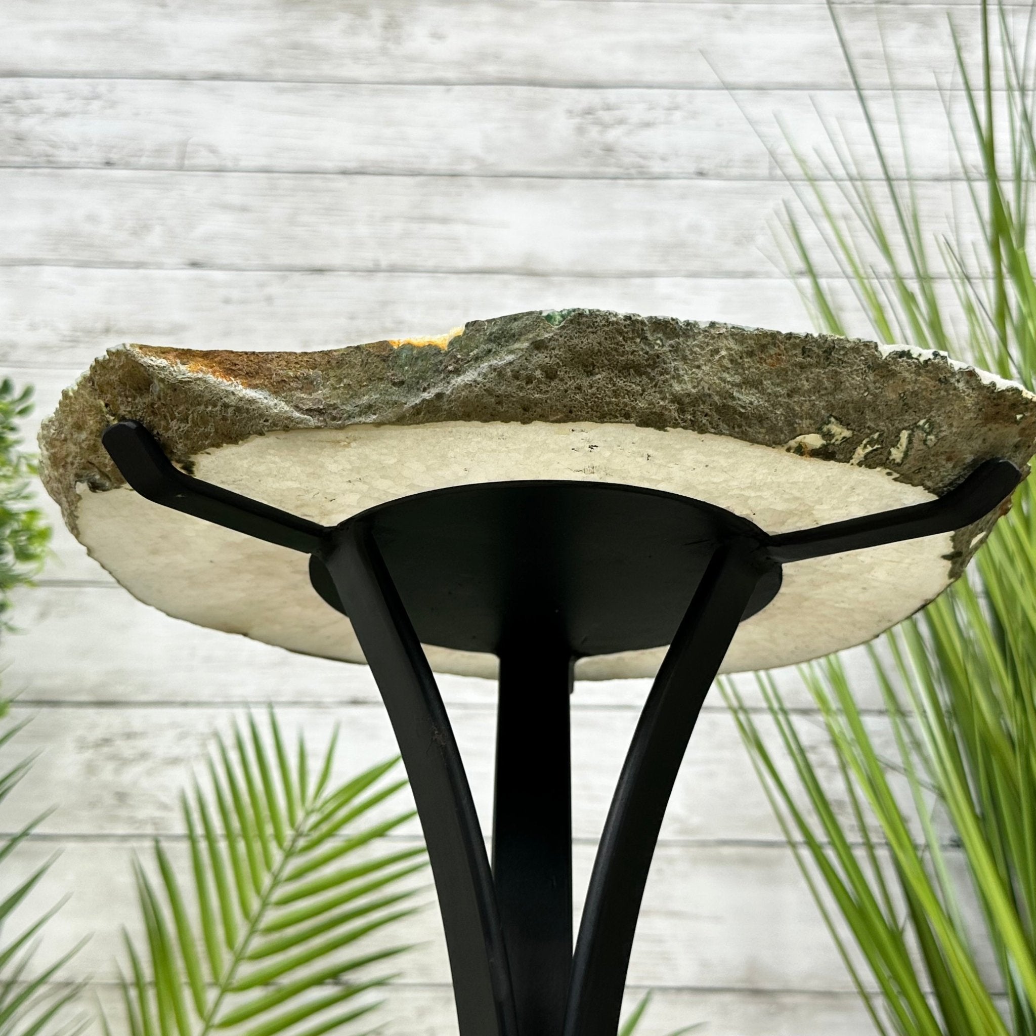 Natural Brazilian Agate Side Table, single slice on a black metal base, 21.75" tall #1305-0149 by Brazil Gems - Brazil GemsBrazil GemsNatural Brazilian Agate Side Table, single slice on a black metal base, 21.75" tall #1305-0149 by Brazil GemsTables: Side1305-0149
