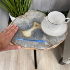 Natural Brazilian Agate Side Table, single slice on a black metal base, 22" tall #1305-0101 by Brazil Gems - Brazil GemsBrazil GemsNatural Brazilian Agate Side Table, single slice on a black metal base, 22" tall #1305-0101 by Brazil GemsTables: Side1305-0101