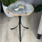 Natural Brazilian Agate Side Table, single slice on a black metal base, 22" tall #1305-0101 by Brazil Gems - Brazil GemsBrazil GemsNatural Brazilian Agate Side Table, single slice on a black metal base, 22" tall #1305-0101 by Brazil GemsTables: Side1305-0101