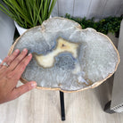Natural Brazilian Agate Side Table, single slice on a black metal base, 22" tall #1305-0101 by Brazil Gems - Brazil GemsBrazil GemsNatural Brazilian Agate Side Table, single slice on a black metal base, 22" tall #1305-0101 by Brazil GemsTables: Side1305-0101