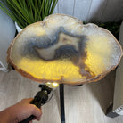 Natural Brazilian Agate Side Table, single slice on a black metal base, 22" tall #1305-0101 by Brazil Gems - Brazil GemsBrazil GemsNatural Brazilian Agate Side Table, single slice on a black metal base, 22" tall #1305-0101 by Brazil GemsTables: Side1305-0101