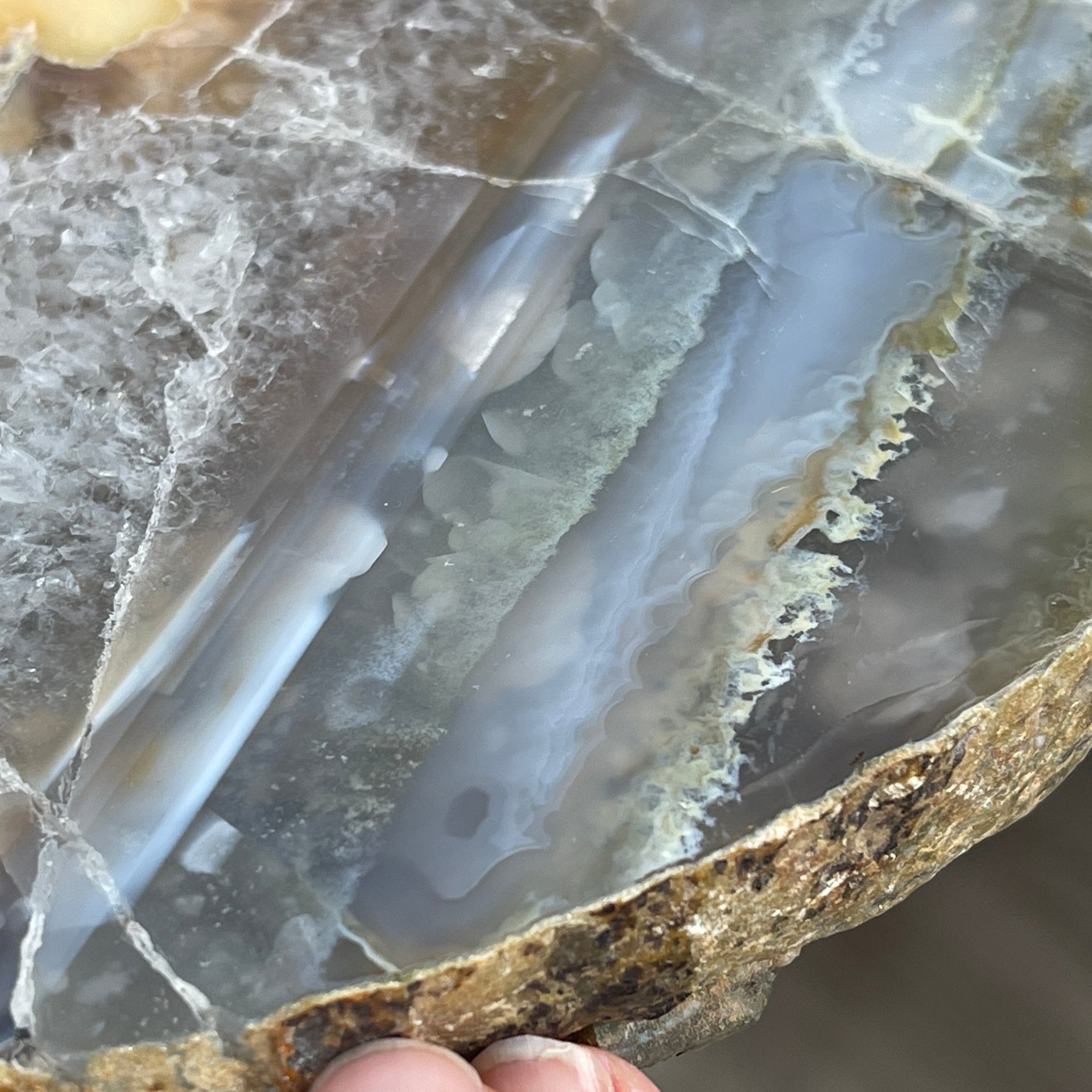Natural Brazilian Agate Side Table, single slice on a black metal base, 22" tall #1305-0103 by Brazil Gems - Brazil GemsBrazil GemsNatural Brazilian Agate Side Table, single slice on a black metal base, 22" tall #1305-0103 by Brazil GemsTables: Side1305-0103