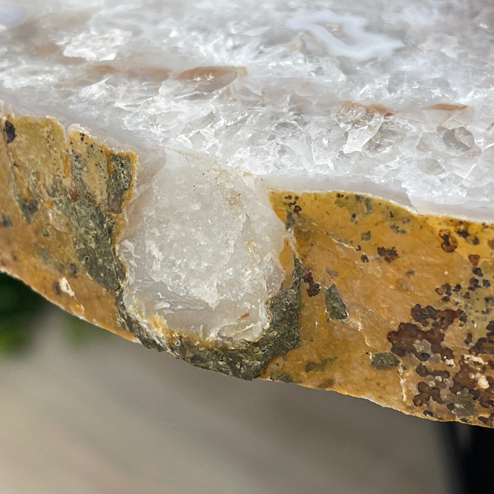 Natural Brazilian Agate Side Table, single slice on a black metal base, 22" tall #1305-0103 by Brazil Gems - Brazil GemsBrazil GemsNatural Brazilian Agate Side Table, single slice on a black metal base, 22" tall #1305-0103 by Brazil GemsTables: Side1305-0103