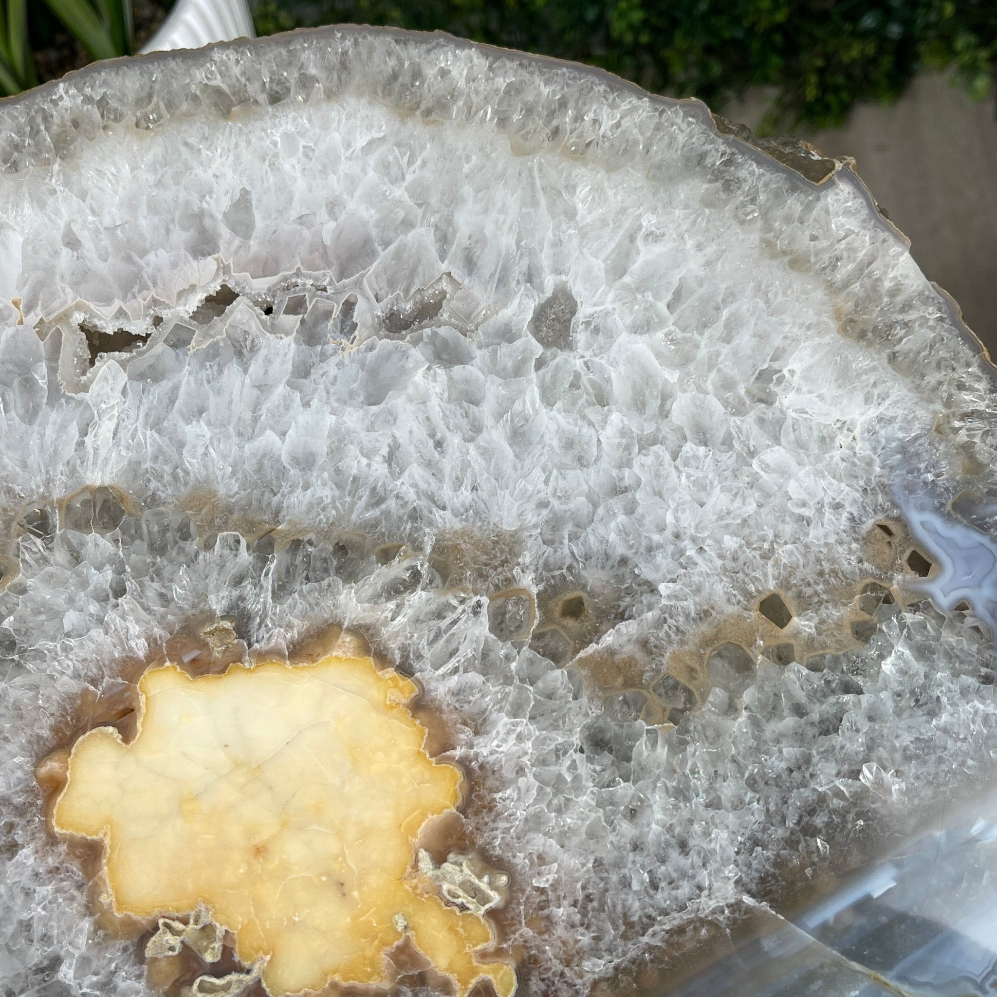 Natural Brazilian Agate Side Table, single slice on a black metal base, 22" tall #1305-0103 by Brazil Gems - Brazil GemsBrazil GemsNatural Brazilian Agate Side Table, single slice on a black metal base, 22" tall #1305-0103 by Brazil GemsTables: Side1305-0103
