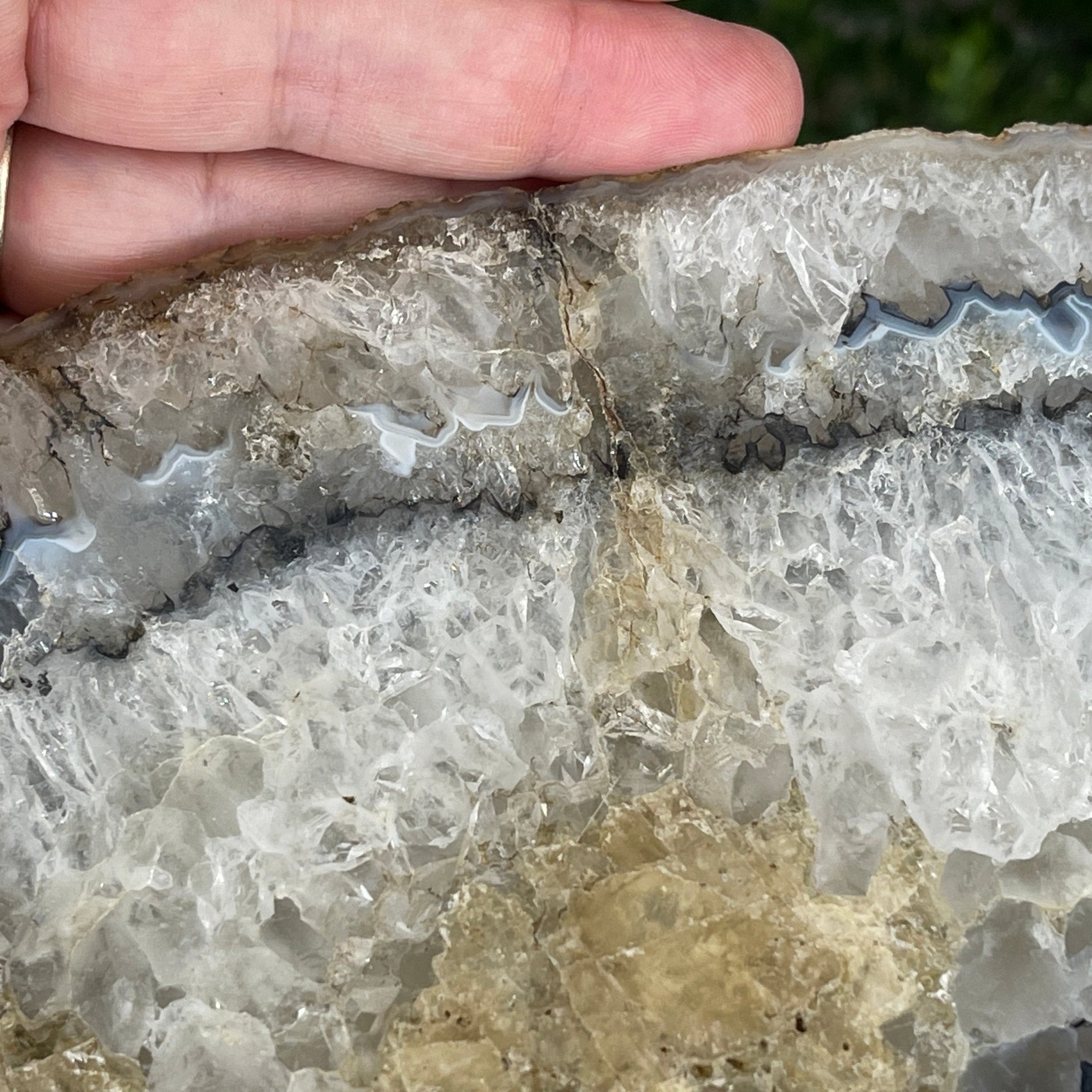 Natural Brazilian Agate Side Table, single slice on a black metal base, 22" tall #1305-0106 by Brazil Gems - Brazil GemsBrazil GemsNatural Brazilian Agate Side Table, single slice on a black metal base, 22" tall #1305-0106 by Brazil GemsTables: Side1305-0106