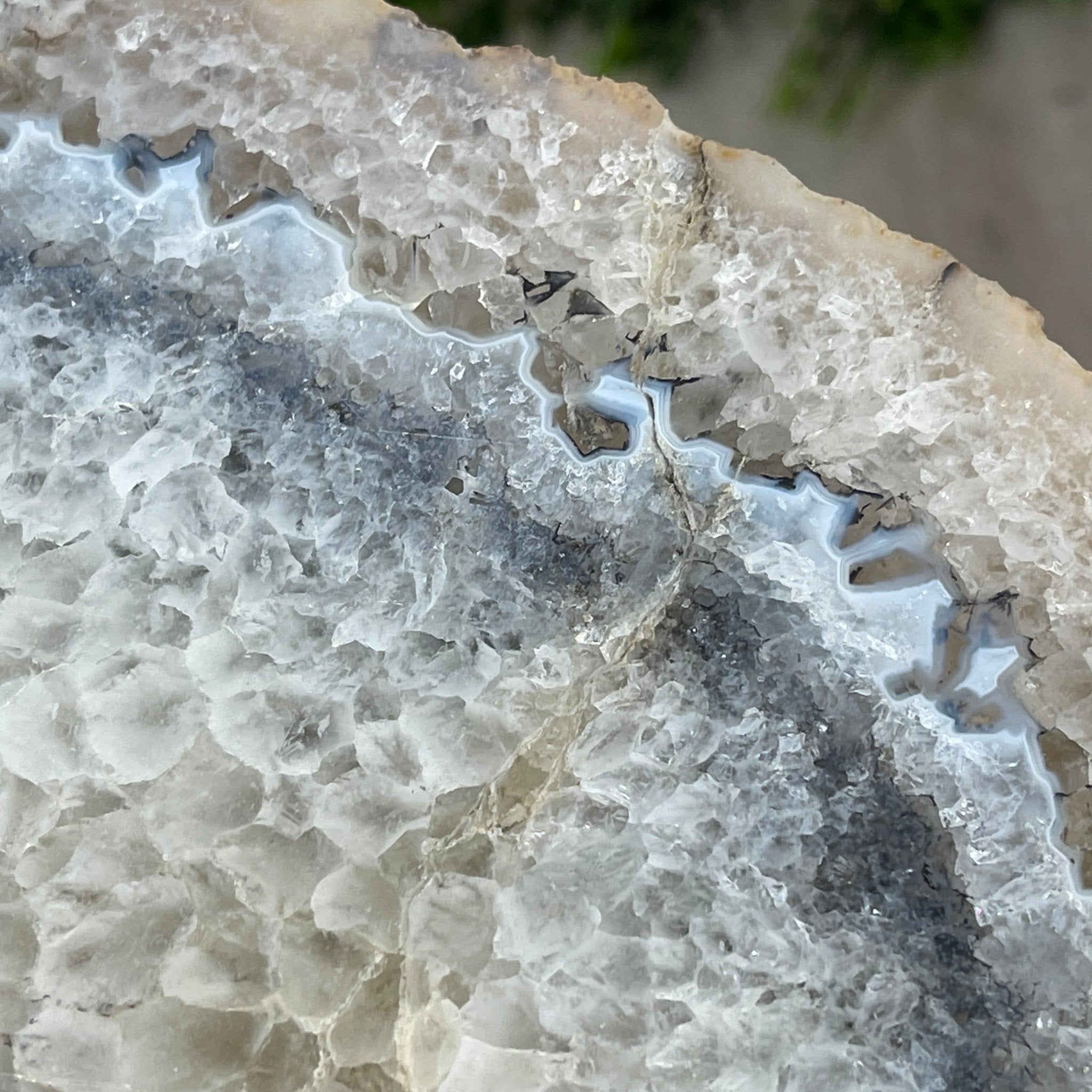 Natural Brazilian Agate Side Table, single slice on a black metal base, 22" tall #1305-0106 by Brazil Gems - Brazil GemsBrazil GemsNatural Brazilian Agate Side Table, single slice on a black metal base, 22" tall #1305-0106 by Brazil GemsTables: Side1305-0106