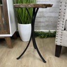 Natural Brazilian Agate Side Table, single slice on a black metal base, 22" tall #1305-0126 by Brazil Gems - Brazil GemsBrazil GemsNatural Brazilian Agate Side Table, single slice on a black metal base, 22" tall #1305-0126 by Brazil GemsTables: Side1305-0126