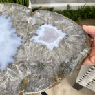 Natural Brazilian Agate Side Table, single slice on a black metal base, 22" tall #1305-0126 by Brazil Gems - Brazil GemsBrazil GemsNatural Brazilian Agate Side Table, single slice on a black metal base, 22" tall #1305-0126 by Brazil GemsTables: Side1305-0126