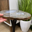 Natural Brazilian Agate Side Table, single slice on a black metal base, 22" tall #1305-0126 by Brazil Gems - Brazil GemsBrazil GemsNatural Brazilian Agate Side Table, single slice on a black metal base, 22" tall #1305-0126 by Brazil GemsTables: Side1305-0126