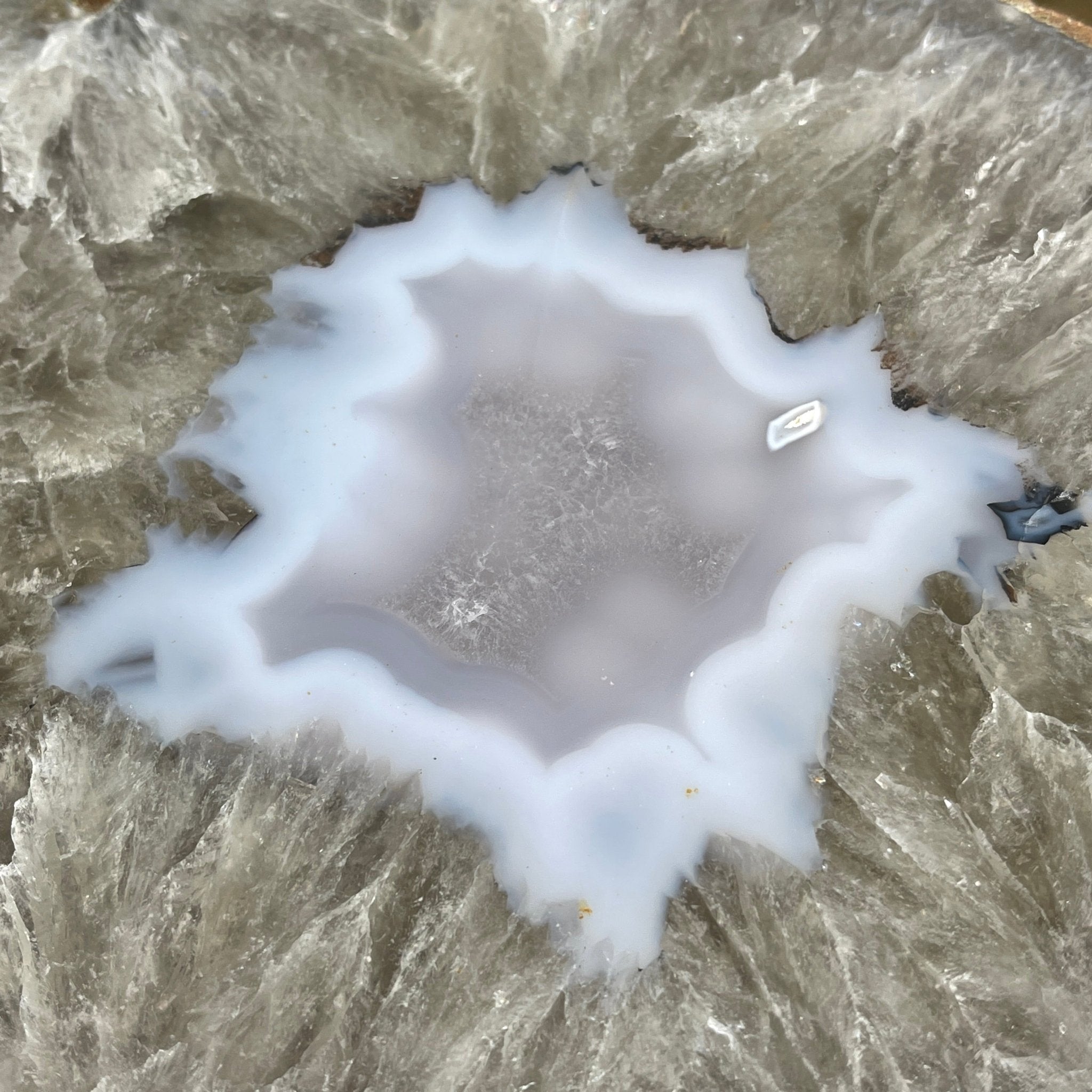 Natural Brazilian Agate Side Table, single slice on a black metal base, 22" tall #1305-0126 by Brazil Gems - Brazil GemsBrazil GemsNatural Brazilian Agate Side Table, single slice on a black metal base, 22" tall #1305-0126 by Brazil GemsTables: Side1305-0126