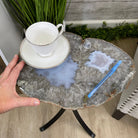 Natural Brazilian Agate Side Table, single slice on a black metal base, 22" tall #1305-0126 by Brazil Gems - Brazil GemsBrazil GemsNatural Brazilian Agate Side Table, single slice on a black metal base, 22" tall #1305-0126 by Brazil GemsTables: Side1305-0126