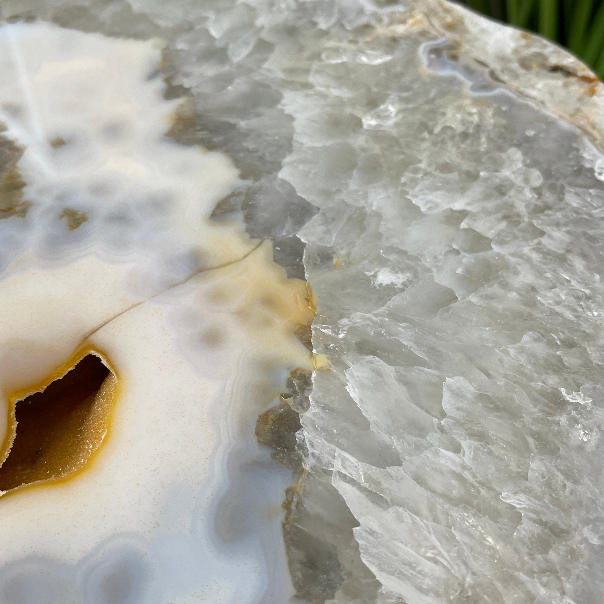 Natural Brazilian Agate Side Table, single slice on a black metal base, 22" tall #1305-0134 by Brazil Gems - Brazil GemsBrazil GemsNatural Brazilian Agate Side Table, single slice on a black metal base, 22" tall #1305-0134 by Brazil GemsTables: Side1305-0134