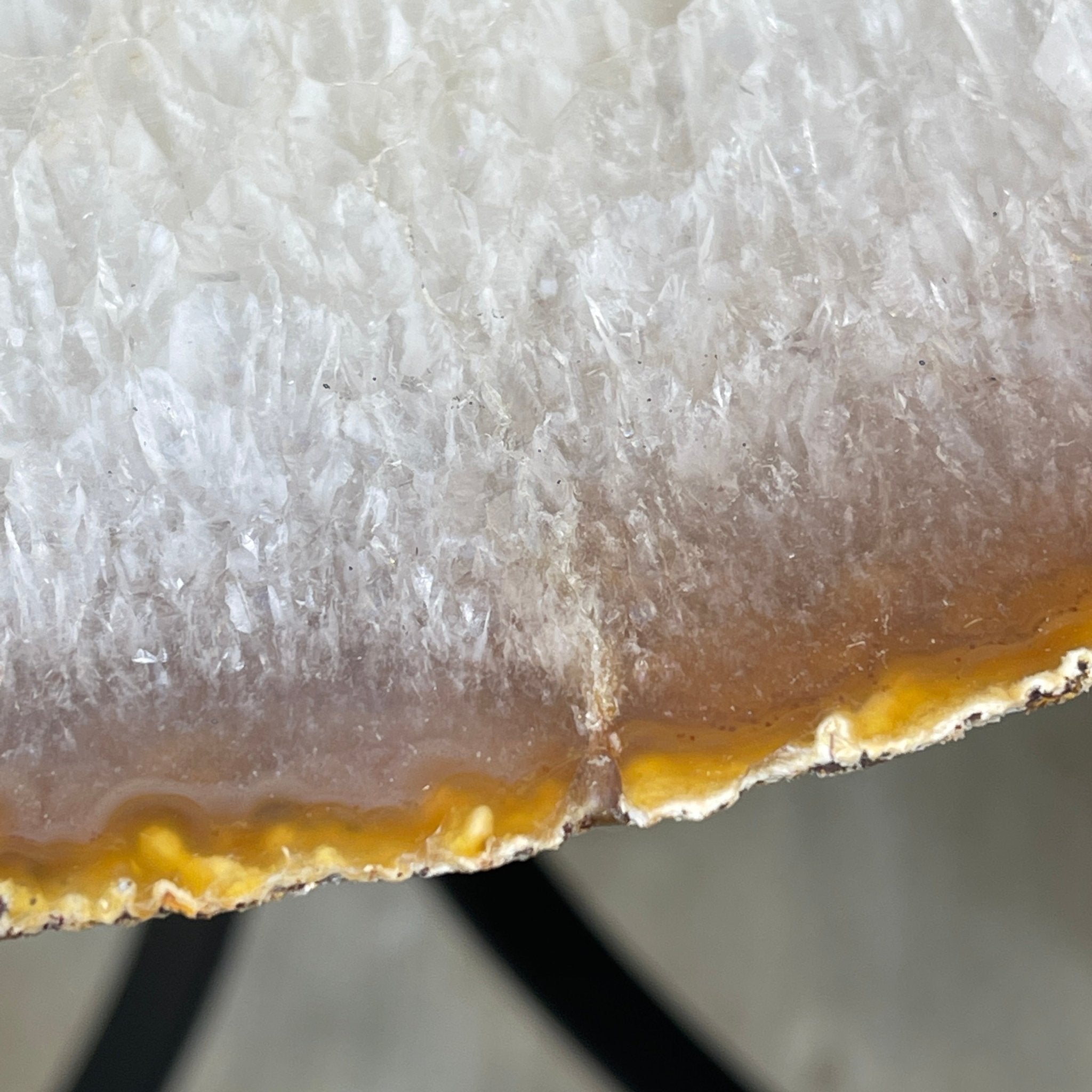 Natural Brazilian Agate Side Table, single slice on a black metal base, 22" tall #1306-0032 by Brazil Gems - Brazil GemsBrazil GemsNatural Brazilian Agate Side Table, single slice on a black metal base, 22" tall #1306-0032 by Brazil GemsTables: Side1306-0032