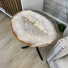Natural Brazilian Agate Side Table, single slice on a black metal base, 22" tall #1306-0032 by Brazil Gems - Brazil GemsBrazil GemsNatural Brazilian Agate Side Table, single slice on a black metal base, 22" tall #1306-0032 by Brazil GemsTables: Side1306-0032