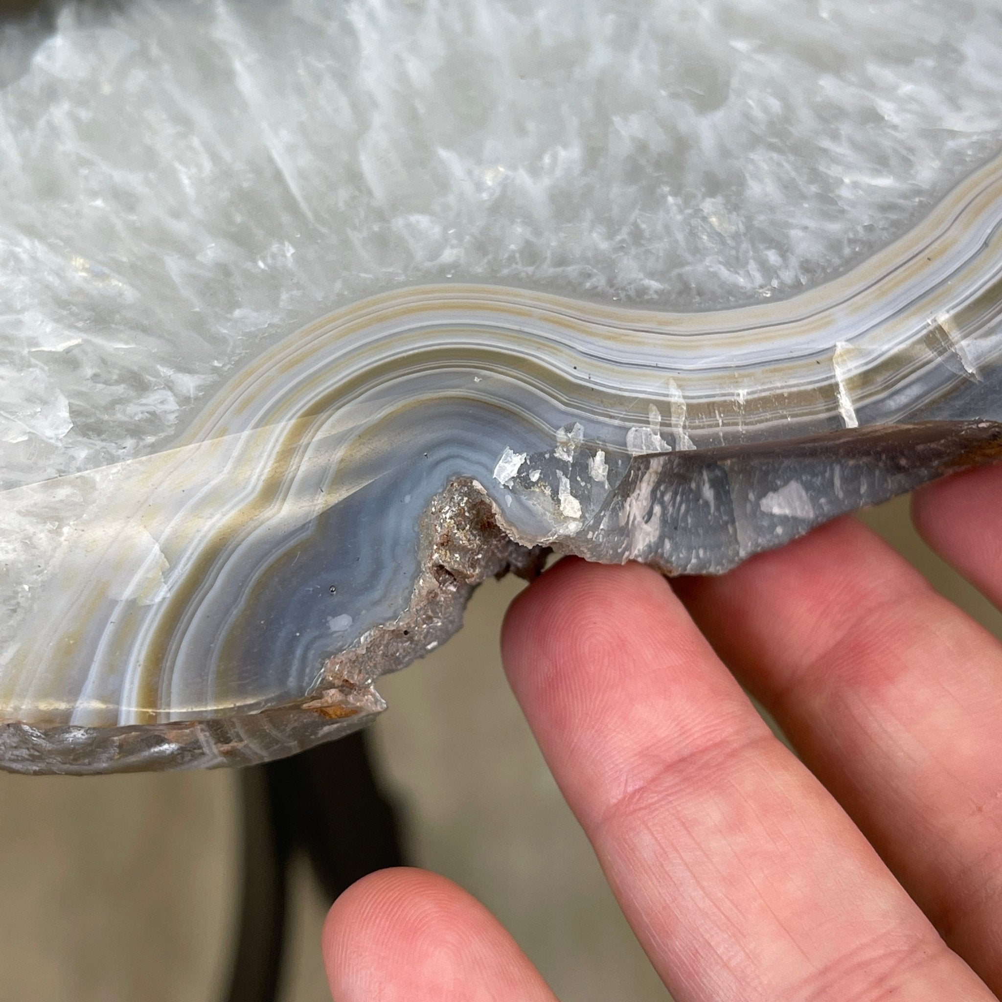 Natural Brazilian Agate Side Table, single slice on a black metal base, 22.25" tall #1305-0129 by Brazil Gems - Brazil GemsBrazil GemsNatural Brazilian Agate Side Table, single slice on a black metal base, 22.25" tall #1305-0129 by Brazil GemsTables: Side1305-0129