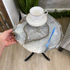 Natural Brazilian Agate Side Table, single slice on a black metal base, 22.25" tall #1305-0129 by Brazil Gems - Brazil GemsBrazil GemsNatural Brazilian Agate Side Table, single slice on a black metal base, 22.25" tall #1305-0129 by Brazil GemsTables: Side1305-0129