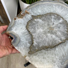 Natural Brazilian Agate Side Table, single slice on a black metal base, 22.25" tall #1305-0129 by Brazil Gems - Brazil GemsBrazil GemsNatural Brazilian Agate Side Table, single slice on a black metal base, 22.25" tall #1305-0129 by Brazil GemsTables: Side1305-0129
