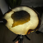 Natural Brazilian Agate Side Table, single slice on a black metal base, 22.25" tall #1305-0129 by Brazil Gems - Brazil GemsBrazil GemsNatural Brazilian Agate Side Table, single slice on a black metal base, 22.25" tall #1305-0129 by Brazil GemsTables: Side1305-0129