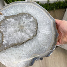 Natural Brazilian Agate Side Table, single slice on a black metal base, 22.25" tall #1305-0129 by Brazil Gems - Brazil GemsBrazil GemsNatural Brazilian Agate Side Table, single slice on a black metal base, 22.25" tall #1305-0129 by Brazil GemsTables: Side1305-0129