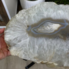 Natural Brazilian Agate Side Table, single slice on a black metal base, 22.25" tall #1305-0130 by Brazil Gems - Brazil GemsBrazil GemsNatural Brazilian Agate Side Table, single slice on a black metal base, 22.25" tall #1305-0130 by Brazil GemsTables: Side1305-0130