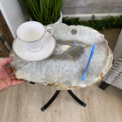 Natural Brazilian Agate Side Table, single slice on a black metal base, 22.25" tall #1305-0130 by Brazil Gems - Brazil GemsBrazil GemsNatural Brazilian Agate Side Table, single slice on a black metal base, 22.25" tall #1305-0130 by Brazil GemsTables: Side1305-0130