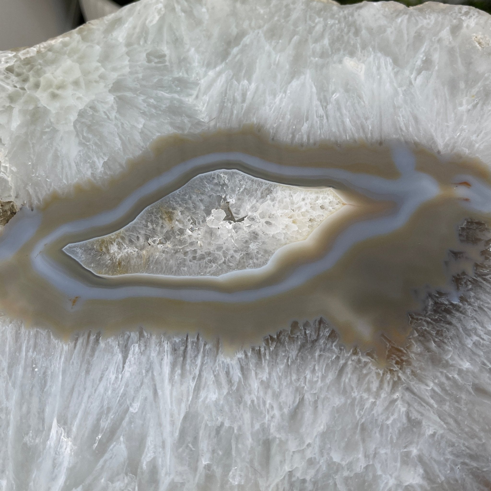Natural Brazilian Agate Side Table, single slice on a black metal base, 22.25" tall #1305-0130 by Brazil Gems - Brazil GemsBrazil GemsNatural Brazilian Agate Side Table, single slice on a black metal base, 22.25" tall #1305-0130 by Brazil GemsTables: Side1305-0130
