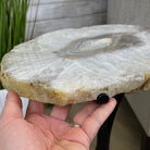 Natural Brazilian Agate Side Table, single slice on a black metal base, 22.25" tall #1305-0130 by Brazil Gems - Brazil GemsBrazil GemsNatural Brazilian Agate Side Table, single slice on a black metal base, 22.25" tall #1305-0130 by Brazil GemsTables: Side1305-0130