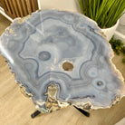 Natural Brazilian Agate Side Table, single slice on a black metal base, 22.25" tall #1305-0147 by Brazil Gems - Brazil GemsBrazil GemsNatural Brazilian Agate Side Table, single slice on a black metal base, 22.25" tall #1305-0147 by Brazil GemsTables: Side1305-0147