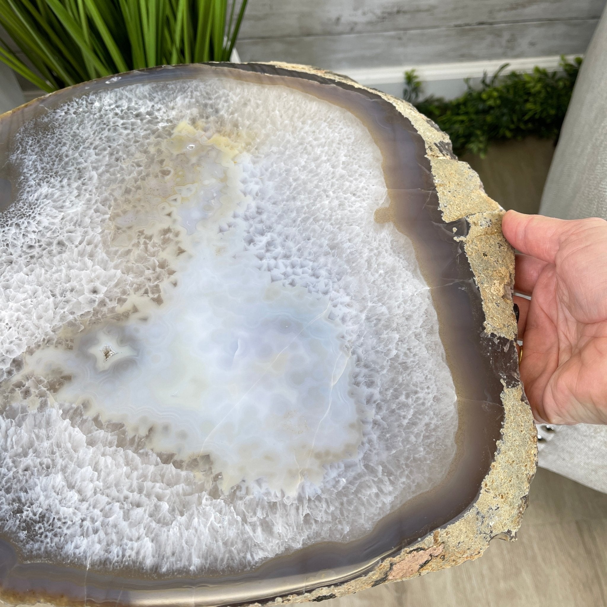 Natural Brazilian Agate Side Table, single slice on a black metal base, 22.5" tall #1305-0138 by Brazil Gems - Brazil GemsBrazil GemsNatural Brazilian Agate Side Table, single slice on a black metal base, 22.5" tall #1305-0138 by Brazil GemsTables: Side1305-0138
