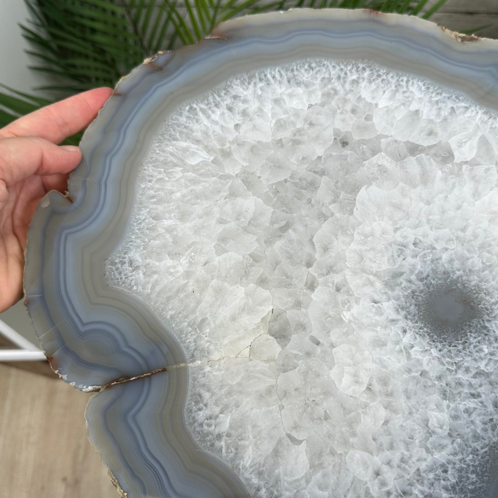 Natural Brazilian Agate Side Table, single slice on a black metal base, 24.25" tall #1307-0022 by Brazil Gems - Brazil GemsBrazil GemsNatural Brazilian Agate Side Table, single slice on a black metal base, 24.25" tall #1307-0022 by Brazil GemsTables: Side1307-0022
