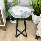 Natural Brazilian Agate Side Table, single slice on a black metal base, 24.25" tall #1307-0022 by Brazil Gems - Brazil GemsBrazil GemsNatural Brazilian Agate Side Table, single slice on a black metal base, 24.25" tall #1307-0022 by Brazil GemsTables: Side1307-0022