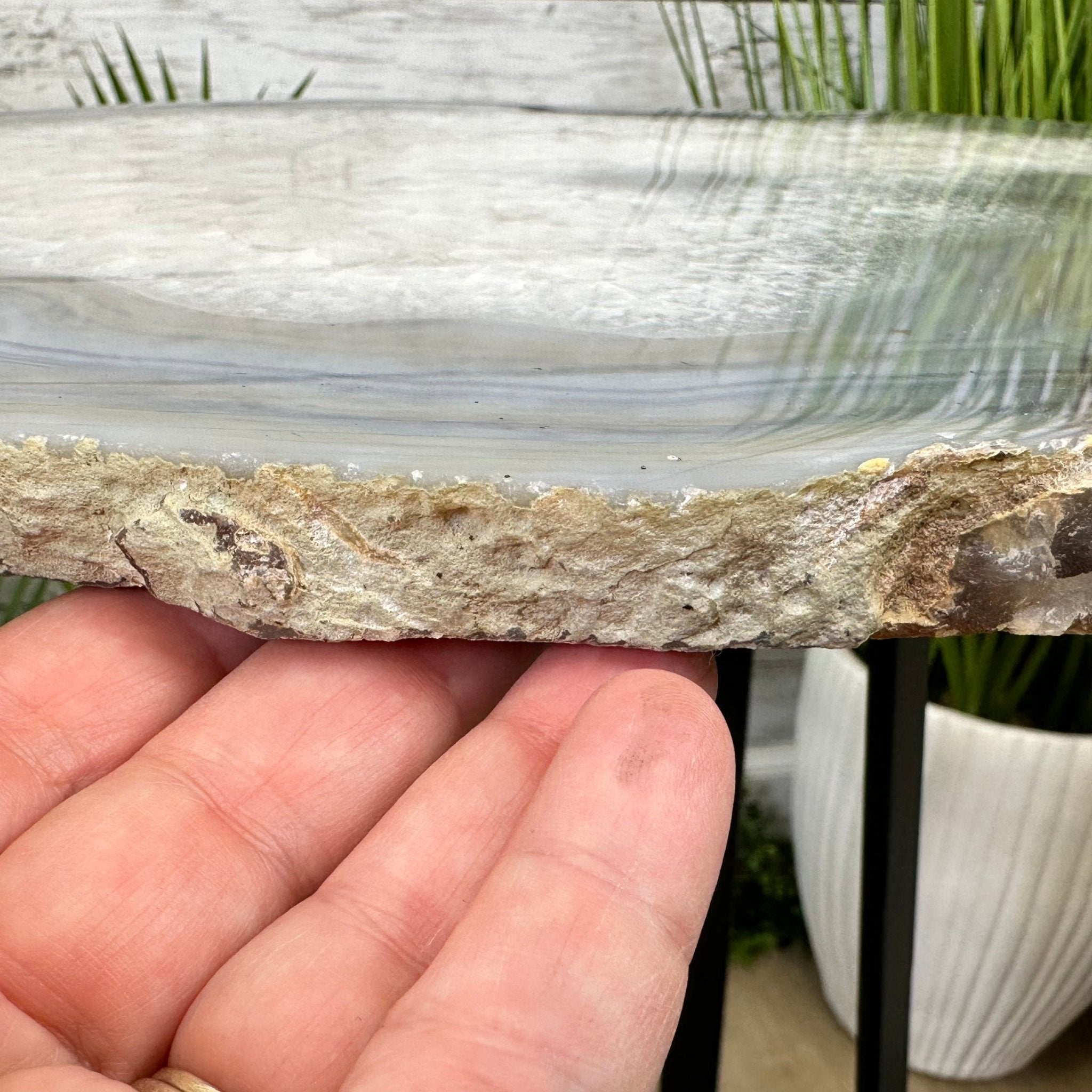 Natural Brazilian Agate Side Table, single slice on a black metal base, 24.25" tall #1307-0022 by Brazil Gems - Brazil GemsBrazil GemsNatural Brazilian Agate Side Table, single slice on a black metal base, 24.25" tall #1307-0022 by Brazil GemsTables: Side1307-0022